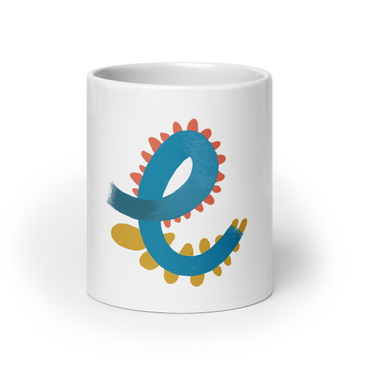 White glossy mug | E